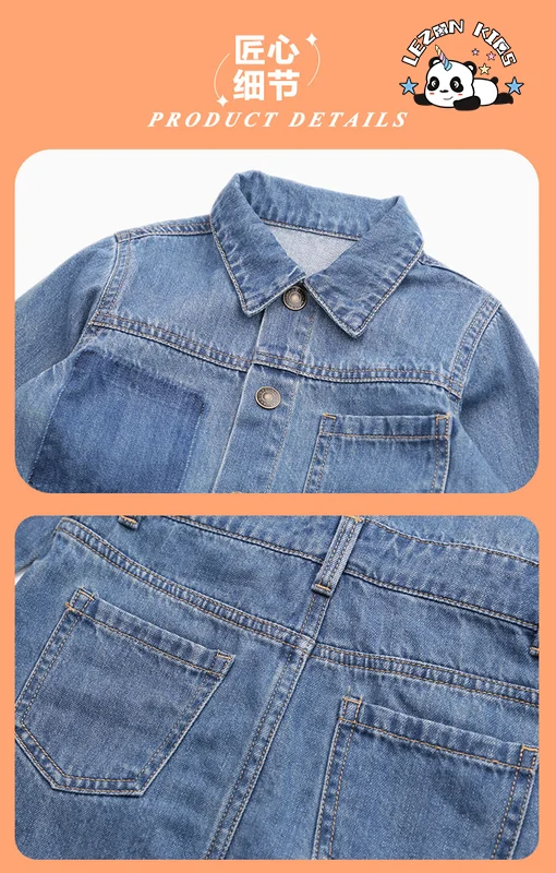 LEZONKIDS - Vestido de Jeans de Uma Peça com Lavagem Retro para Crianças, Tendência Personalizada, Vestido de Jeans Meio Aberto para Meninas